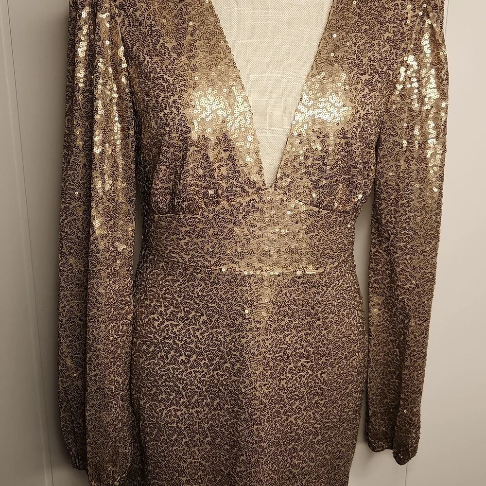 Altar'd State Gold Sequin Long Sleeve Dress - Picture 2 of 12